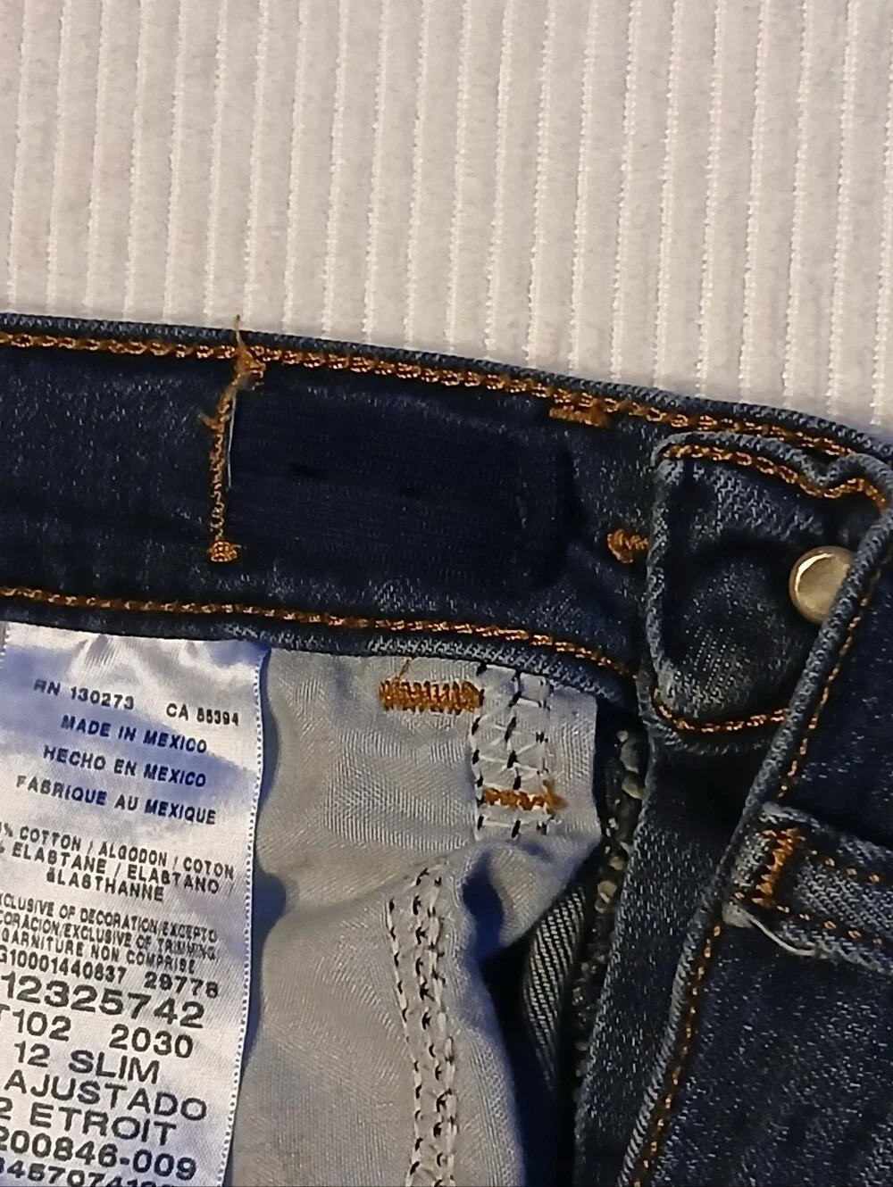 Wrangler Boys Size 12 Slim Denim Jeans With Adjustable Waist, Dark Wash
